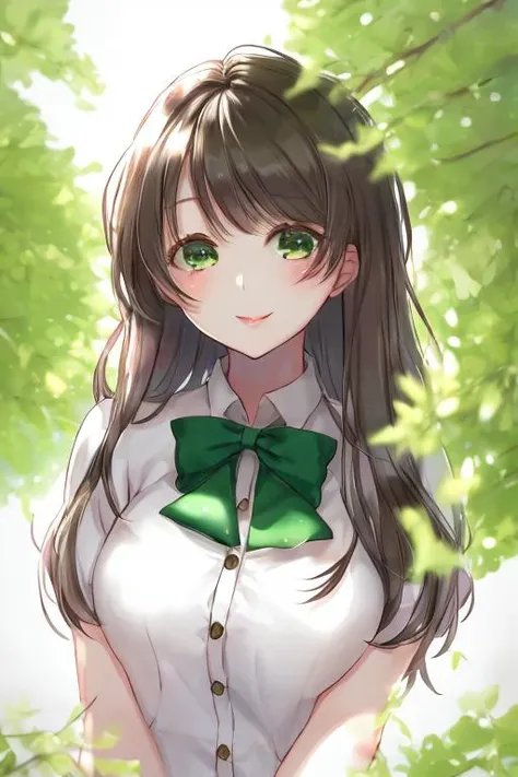 1girl, solo, portrait,^_^, white|brown hair, white|green|white eyes,simple background,<lora:ao_beni-000009:1>
