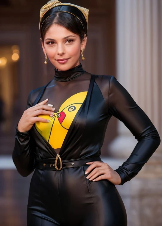 (elegant) :3  jasmine_trinca in (workwear|catwoman costume|rayon suit),portrait,intricate detail,textured bangs):1.3,( headband):1.2,hands on hips,at renaissance architecture,in (Lisbon, Portugal|amphitheater),dawn,4,Wide angle focal length,setting spray,(skin details:1.3),(skin pores:1.3),art by  (Os Gemeos),Nikon Z fc Mirrorless Camera,
<lora:more_details:0.8>,<lora:jasmine_trinca-65:0.8>,
