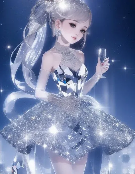 <lora:crystalGlass_v10:1>
crystallthings,1girl,Sparkling crystals, glass dress,cinematic lights.