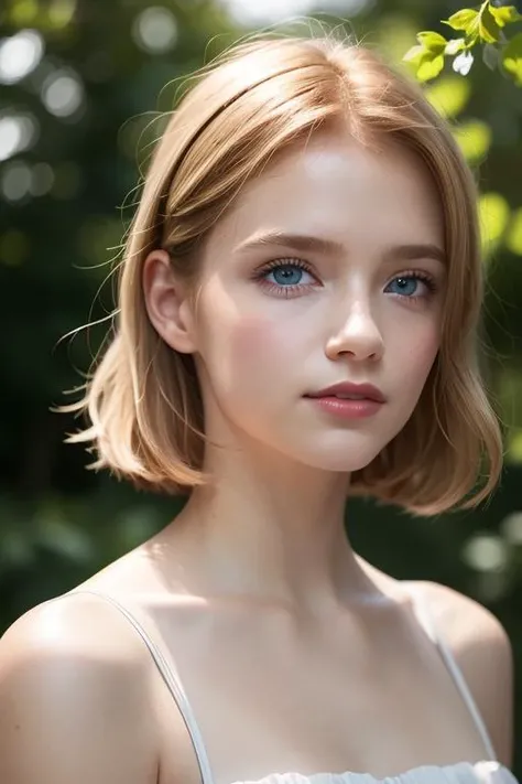 An extremely tiny, thin, petitie, extremely young-looking, teenage female, with an extremely stacked body, extremely huge breasts, pixie-cut blonde hair, Braces, 12 anos,12 years large hoop earrings, necklace with ruby pendant, completely naked, pitch black background
