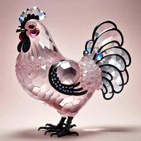 cs-cr1stal-v2 perforated rose quartz giant chicken, black wire edging
