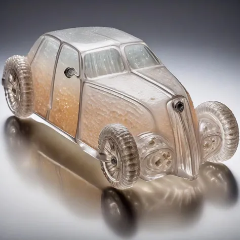 Futuristic car by Rene Lalique, (solidifying:1.61), (embedding:kcrstal17xl-step00001200.safetensors:1.2), very detailed, intricate, product shot, photograph, studio lighting, concept art, isolated, neutral background, neutral surroundings