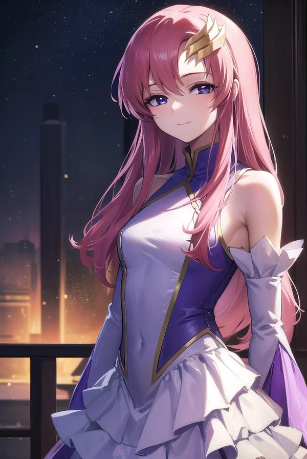 lacusclyne, <lyco:lacusclyne-lyco-nochekaiser:1>,
lacus clyne, (purple eyes:1.1), hair ornament, long hair, wave hair ornament, pink hair, <lora:nikkori_v200:1>, smile,
BREAK dress, long dress, long sleeves, white sleeves, frills frilled skirt, frilled sleeves, detached sleeves, bare shoulders, purple skirt, purple frills,
BREAK looking at viewer, (cowboy shot:1.5),
BREAK outdoors, space, star \(sky\), sun,
BREAK <lyco:GoodHands-beta2:1>, (masterpiece:1.2), best quality, high resolution, unity 8k wallpaper, (illustration:0.8), (beautiful detailed eyes:1.6), extremely detailed face, perfect lighting, extremely detailed CG, (perfect hands, perfect anatomy),