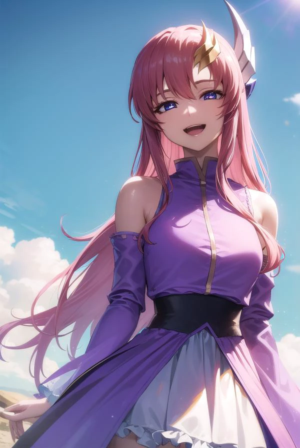 lacusclyne, <lyco:lacusclyne-lyco-nochekaiser:1>,
lacus clyne, (purple eyes:1.1), hair ornament, long hair, wave hair ornament, pink hair, <lora:nikkori_v200:1>, smile, open mouth,
BREAK dress, long dress, long sleeves, white sleeves, frills frilled skirt, frilled sleeves, detached sleeves, bare shoulders, purple skirt, purple frills,
BREAK looking at viewer, (cowboy shot:1.5),
BREAK outdoors, space, star \(sky\), sun,
BREAK <lyco:GoodHands-beta2:1>, (masterpiece:1.2), best quality, high resolution, unity 8k wallpaper, (illustration:0.8), (beautiful detailed eyes:1.6), extremely detailed face, perfect lighting, extremely detailed CG, (perfect hands, perfect anatomy),