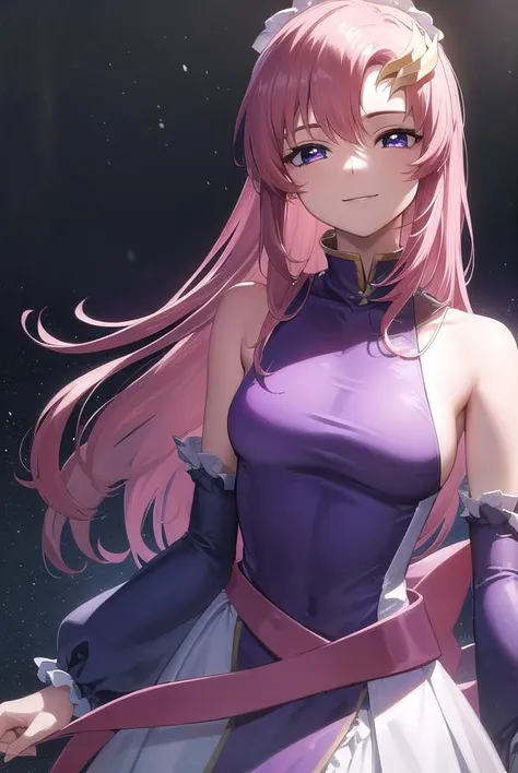 lacusclyne, <lyco:lacusclyne-lyco-nochekaiser:1>,
lacus clyne, (purple eyes:1.1), hair ornament, long hair, wave hair ornament, pink hair, <lora:nikkori_v200:1>, smile,
BREAK dress, long dress, long sleeves, white sleeves, frills frilled skirt, frilled sleeves, detached sleeves, bare shoulders, purple skirt, purple frills,
BREAK looking at viewer, (cowboy shot:1.5),
BREAK outdoors, space, star \(sky\), sun,
BREAK <lyco:GoodHands-beta2:1>, (masterpiece:1.2), best quality, high resolution, unity 8k wallpaper, (illustration:0.8), (beautiful detailed eyes:1.6), extremely detailed face, perfect lighting, extremely detailed CG, (perfect hands, perfect anatomy),
