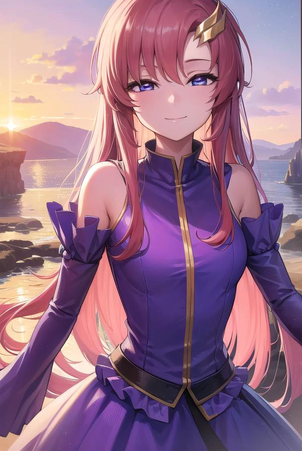 lacusclyne, <lyco:lacusclyne-lyco-nochekaiser:1>,
lacus clyne, (purple eyes:1.1), hair ornament, long hair, wave hair ornament, pink hair, <lora:nikkori_v200:1>, smile,
BREAK dress, long dress, long sleeves, white sleeves, frills frilled skirt, frilled sleeves, detached sleeves, bare shoulders, purple skirt, purple frills,
BREAK looking at viewer, (cowboy shot:1.5),
BREAK outdoors, space, star \(sky\), sun,
BREAK <lyco:GoodHands-beta2:1>, (masterpiece:1.2), best quality, high resolution, unity 8k wallpaper, (illustration:0.8), (beautiful detailed eyes:1.6), extremely detailed face, perfect lighting, extremely detailed CG, (perfect hands, perfect anatomy),