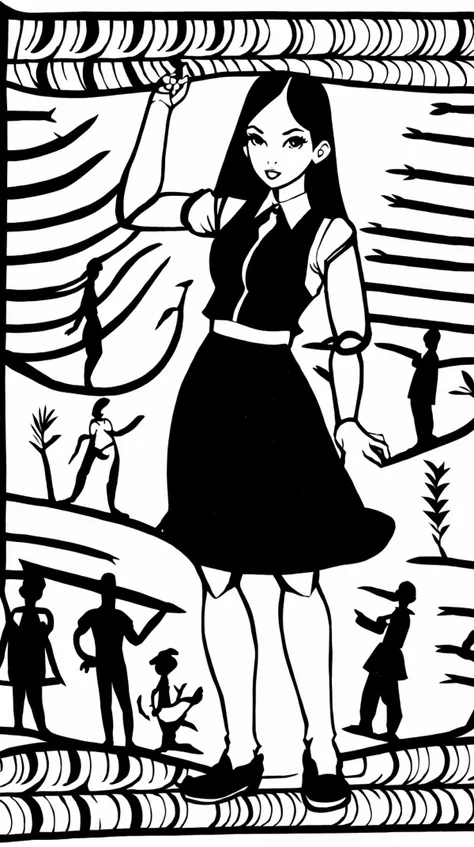 square shape, Skirt, monochrome, papercutting, <lora:papercutting:1>