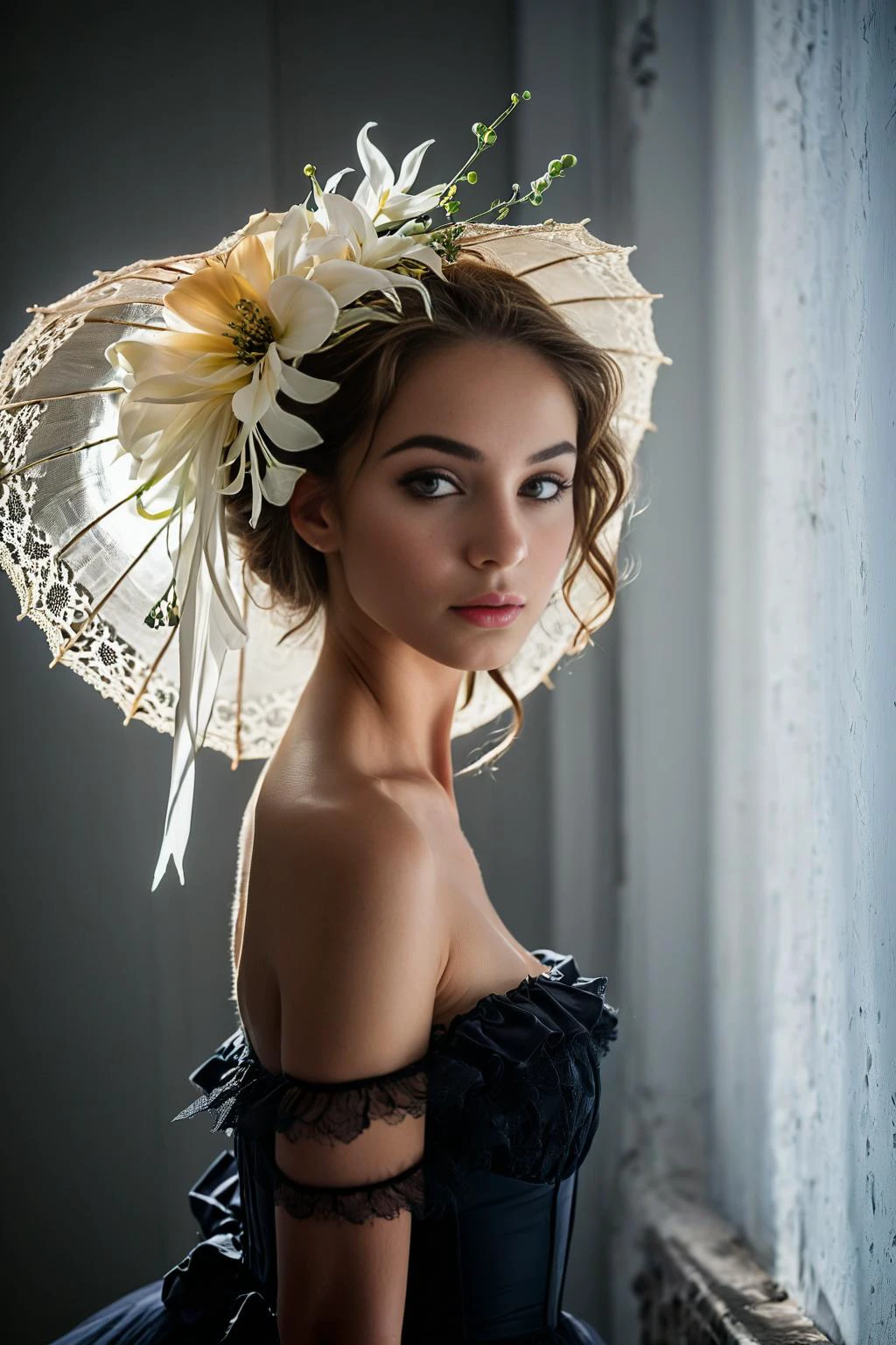 , amateur model wearing bandeau,natural skin ,(perfect hands:1.4),<lora:add-detail-xl:1> <lora:Cosine_freck:.9> <lora:EleonoraV2:0.2>, low key photography, dramatic lighting, deep shadows, rich contrast, moody atmosphere, intense emotions, cinematic feel, mysterious ambiance, emphasizing shape and form, creating depth, evoking drama, storytelling through shadows, professional technique, fantasy portrait photography, beautiful eyes, ethereal beauty, magical atmosphere, whimsical element, enchanting composition, mystical storytelling, professional lighting, imaginative concept, creative styling, otherworldly aesthetic, fantasy romance, surreal visual, enchanting character, captivating narrative, intricate detail, vibrant color, fantastical landscape, fashion editorial photography, high-fashion imagery, avant-garde aesthetics, editorial storytelling, conveying fashion trends and concepts, artistic interpretation, expert styling, professional lighting, capturing fashion-forward visuals, creating visual impact, evoking emotion, pushing creative boundaries