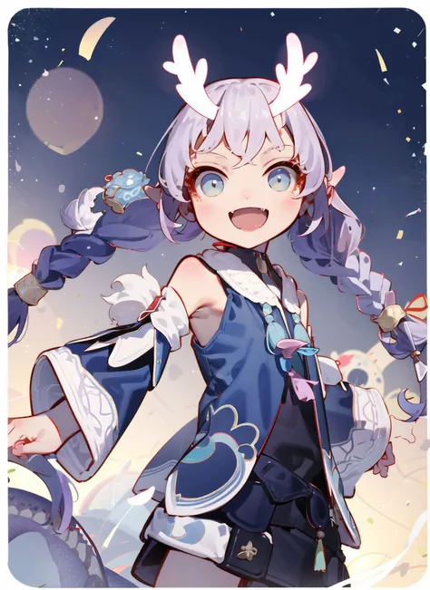 (:1.1), solo, smile, :d, smug,
smile, from side,
bailu,twin braids, (dragon tail:1.0), detached sleeves fur trim chinese clothes yellow tassel, dragon horns,
outdoor, rural style, <lora:bailuHonkaiStarRail0:1>
 <lora:add_detail:0.2> <lora:MukStyle-27:1>