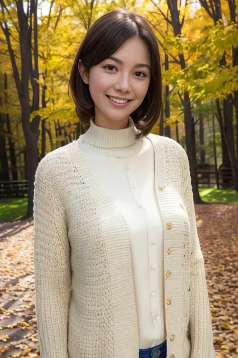 1girl,(wearing autumn clothes:1.2),(RAW photo, best quality), (realistic, photo-realistic:1.4), masterpiece, an extremely delicate and beautiful, extremely detailed, 2k wallpaper, Amazing, finely detail, extremely detailed CG unity 8k wallpaper, ultra-detailed, highres, soft light, beautiful detailed girl, extremely detailed eyes and face, beautiful detailed nose, beautiful detailed eyes,cinematic lighting,autumn scenery,(morning light),perfect anatomy,slender body,smiling <lora:ichikawahiroko_lora:0.7>