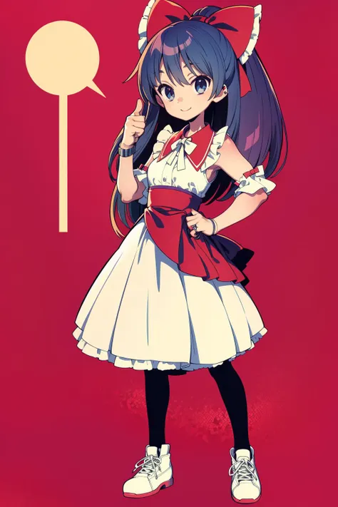 masterpiece, best quality,smile,full body,thumbs up,reimu,pantylines,tennis dress,single hair ring