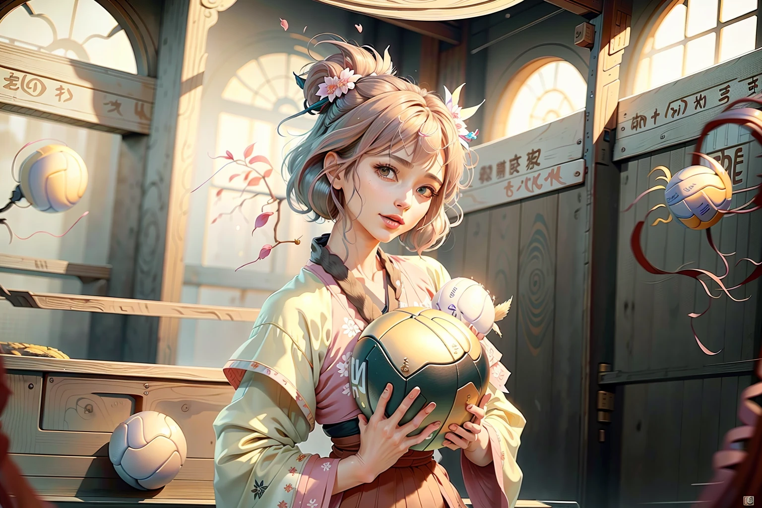 girls, (hanfu:1.4), (bob haircut|braid|pony tail|slick back|updo|choppy fringe), rim light, back light, autumn light, bokeh, pastel color, (blonde|black|brown|chestnut|silver|pink hair color), fairytaleai,
((miranda kerr|Gal Gadot|kendell jenner|lalisa manobal|Charlize Theron|Dakota Johnson|Emma Watson|Halle Berry|Kate Beckinsale|Kristen Bell|Margot Robbie|Mila Kunis|Penlope Cruz|Priyanka Chopra|deva cassel|lily collins face)),
tattoo,
smile, (holding volleyball:1.8),big tits, mature female, skindentation, tall ,narrow waist, thighs, wide hips,eyeliner, eyelashes, perfect face, detailed eyes, facial lighting, indoor stadium, audience, crowd, looking at viewer(masterpiece, high quality:1.2) , holding small volleyball ball, ripping shirt, ripped cleavage, short shorts <lora:VolleyballUniform_v20LyCORIS:0.6> <lora:multipleGirlsGroup_v10:0.7> <lora:fashionGirl_v52:0.2> <lora:hanfu_v29:0.8> <lora:fairytaleai_v10:0.6>