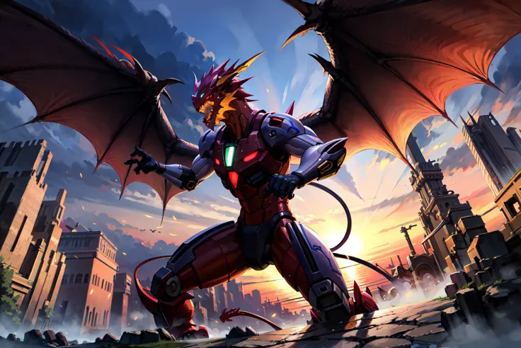<lora:Dragons-000018:0.7> dragon, photo, a world where people can control technology with their minds (gundamfight:1) (gundamcityscape:1) (baroquewarrior style:1)