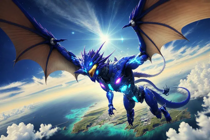 <lora:ironcatlora2Dragons_v10:0.7> dragon, photo, a world where people can control technology with their minds (gundamfight:1) (gundamcityscape:1), flying,
