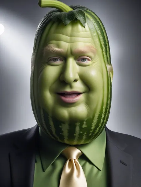 anthropomorphic  human cucumber-trump hybrid