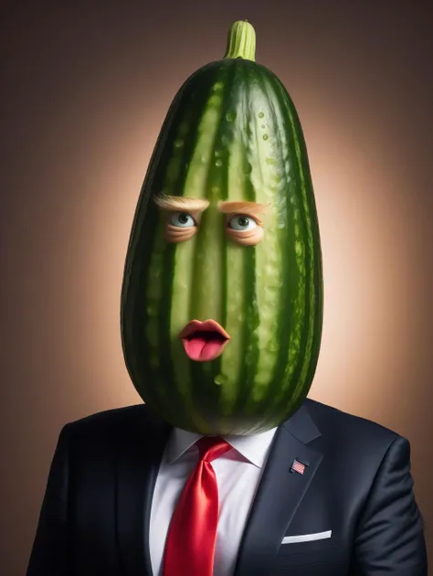 anthropomorphic  human cucumber-trump hybrid