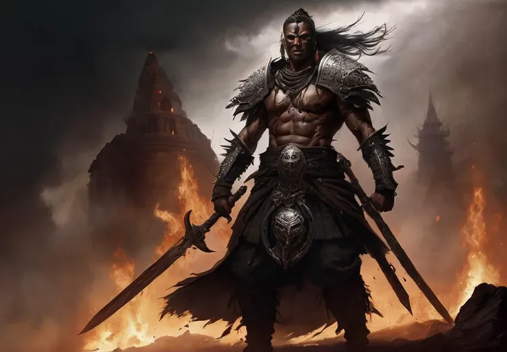 (masterpiece, best quality), myssterious
(brutal warrior) intricate armor, intricate weapon, dark tones palette, battlefield in background::4 militant pose :: portrait::-2 rage, anger, power, emotional, epic composition, tribal darkfantasy, dramatic shadows, eyes detail, magic effect