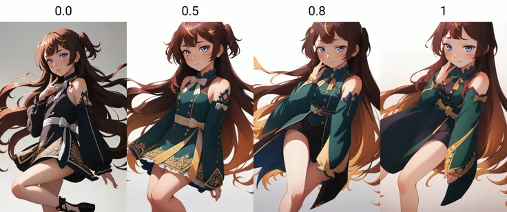 (masterpiece, best quality), intricate details,
1girl, <lora:anya_melfissa_3_outfits:0.8> melfissadefault, two side up, gradient hair, very long hair, detached sleeves, black dress, hair ornament, bow, bare legs, (empty eyes),
<lora:1667885763944721454:0.0> mesugaki, teasing, smug
simple background,