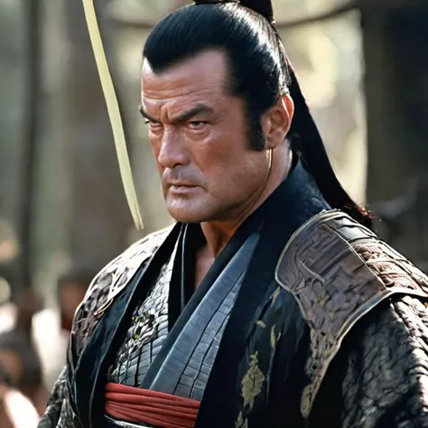 steven segal as a samurai, ((Best quality)), ((Masterpiece)), (Detailed), best quality, 4k, 8k, ultra highres, raw photo in hdr, sharp focus, intricate texture, skin imperfections, photograph, high quality, film still, ((perfect)), extra sharp details, 8k high detail, award-winning, reflections,<lora:Segal_SDXL_V1:1>