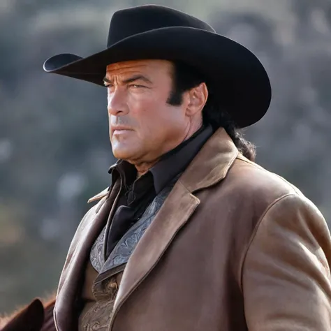 steven segal as an old west cowboy, ((Best quality)), ((Masterpiece)), (Detailed), best quality, 4k, 8k, ultra highres, raw photo in hdr, sharp focus, intricate texture, skin imperfections, photograph, high quality, film still, ((perfect)), extra sharp details, 8k high detail, award-winning, reflections,<lora:Segal_SDXL_V1:1>