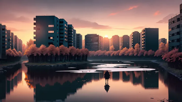 award winning photo of Japanese samurai in armor, russian panel houses, walking for the bus, autumn, morning, sunruse, reflections, hdr, rtxseries, masterpiece, best quality, ultra-detailed, 8k, photorealistic, (ultra detailed:1.4), depth of field <lora:russian_panel_houses_v105:1.3>