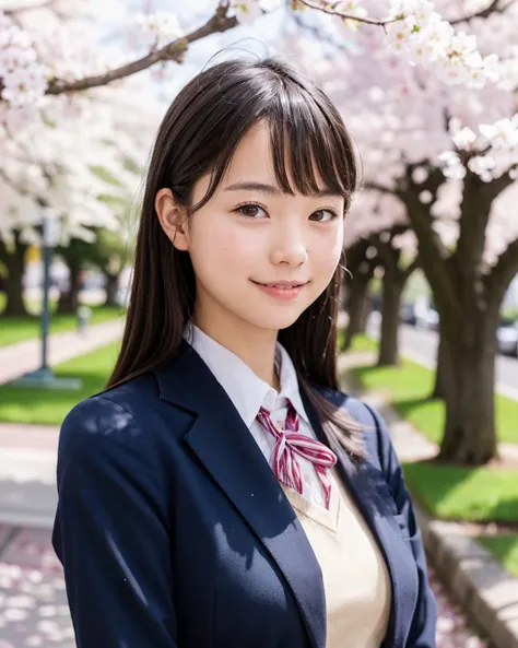 (photorealistic, RAW photo:1.2), (realistic:1.4), 
professional portrait of a cute girl, solo,
school uniform, cherry blossom