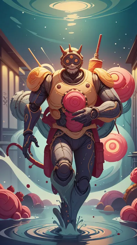 <lora:GelatoStyle:1>GelatoStyle (style-swirlmagic:0.9), (medieval cyborg:0.8), portrait, (bloody wounds:0.7), looking up, solo, half shot, detailed background, (<lora:YinYangTech:0.6>, 25%water flow, yinyangtech theme:1.1) smirk, dynamic pose, dim lighting technomancer, floating gears, Brown patched leather vest , techwear, 10%mechanical arm, 10%jetpack, **(backpack:1.2),** goggles with multiple lenses, yellow (orange:0.8) canyon in background, gears, steam, oil,,gears turning,,lead pipes **(facemask, modern technology:1.2),** <lora:LowRa:0.5> <lora:add_detail:0.5>, (Masterpiece:1.3) (best quality:1.2) (high quality:1.1)