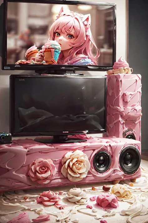 <lora:GelatoStyle:1> GelatoStyle,
speaker, soundbar, television, melting,, (masterpiece:1.3), (best_quality:1.3), (ultra_detailed:1.3), 8k, extremely_clear, realism, (ultrarealistic:1.3),, insane details, intricate details, hyperdetailed, ultra detailed, extreme detailed, highest detailed, high_detail, colorful, beautiful, hdr, photorealistic, highres, ultra_high_res, photography, aesthetic, extremely_delicate,
