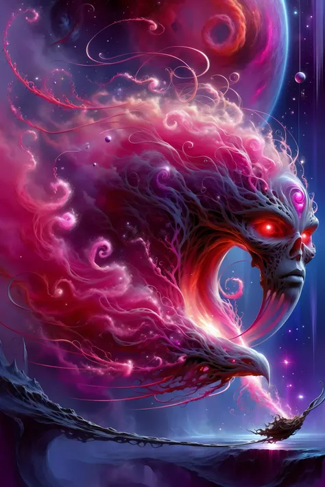(red_floating_translucent_arcane_swirls:1.2), mist, red_magic_glow, dark futuristic space station in a black and dark blue nebula <lora:add-detail-xl:1> misc, <lora:Elemental Wisps:0.7> DonMW15pXL <lora:EnvyEndOfTimeXL01:1>, (masterpiece:1.2), best quality, (hyperdetailed, highest detailed:1.2), high resolution textures, <lora:EnvyBetterHiresFixXL01:1>