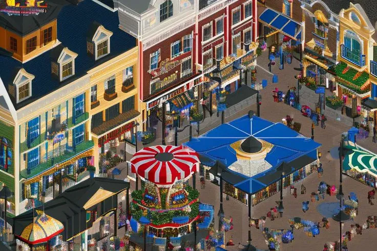 <lora:n3rct_v1:1.0>, (n3rct isometric image), (high quality), (high resolution), mainstreet in walt disney world
