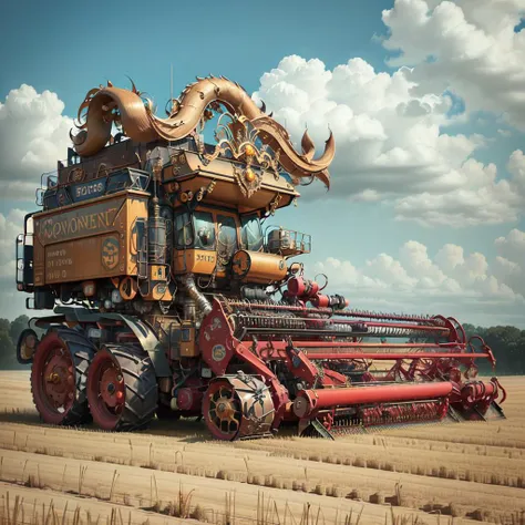 <lora:baroqueAI:.75>, baroqueAI, combine harvester