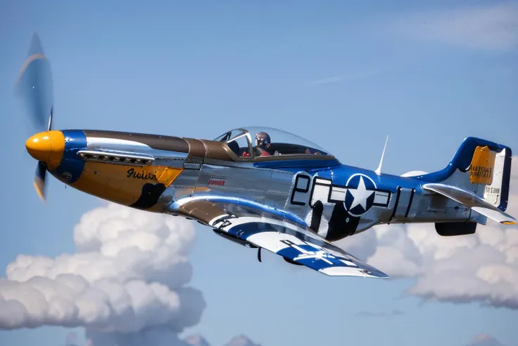 (masterpiece, best quality:1.2), ultra-detailed, flying through a blue sky P-51Mustang, (realistic:1.5), <lora:EdobP51Mustang_v1.0:0.8>