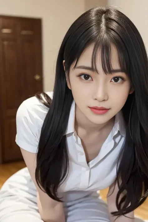 1girl, llfMasami Nagasawa,
narrow waist, shiny skin,
full body,
black hair, bangs:1.6,
straight hair:1.4,
very long hair,
(collared shirt),white shirt, short sleeves,
looking at viewer,
masterpiece, high quality, highres, realistic,
<lora:koreanDollLikeness_v15:0.3>
<lora:epi_noiseoffset2:0.6>
<lora:llfMasami Nagasawa:0.9>