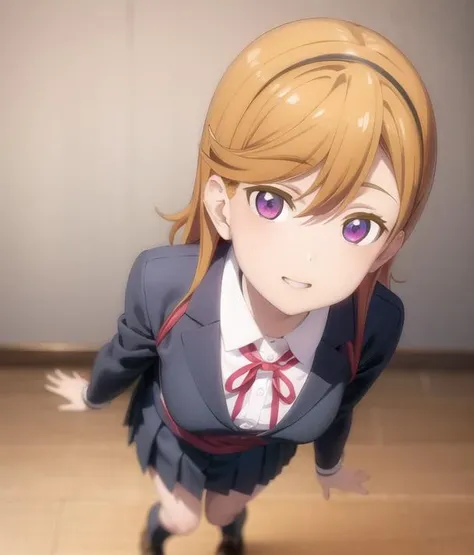 <lora:shibukano-anime:0.78> shibuya kanon, solo, perfect eyes, purple eyes:1.2, perfect lips, cute face, blush face, school uniform, 1girl, solo, ((16 years old, full body)), masterpiece:1.1, realistic:1.2, cute girl, cute face, smile, perfect eyes, perfect skin, lustrous skin, shiny skin, looking front,