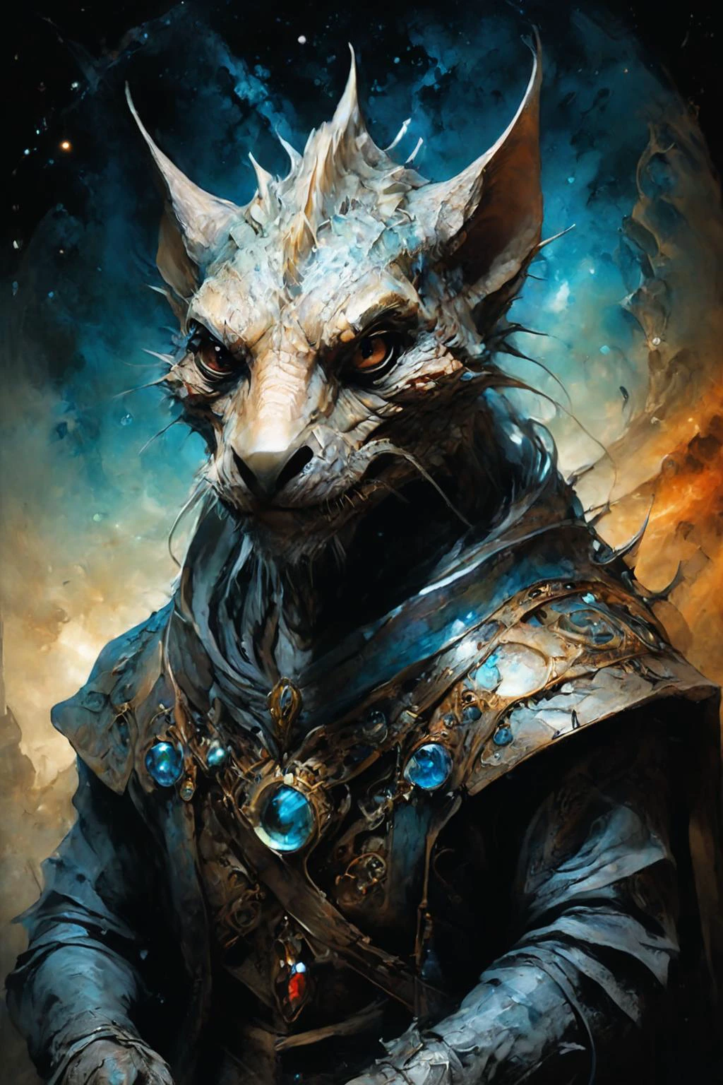 Detailed digital portrait of a <lora:RPGKobaldXL:0.7> kobald at a Quantum city experiencing time dilation, <lora:Ethereal_Grace:0.7>, <lora:ParchartXL-1.5:0.7> on parchment