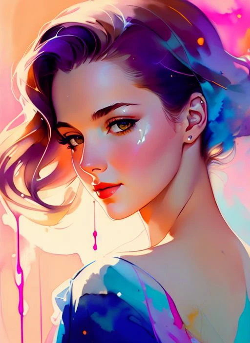 GIL ELVGREN a woman by agnes cecile, luminous design, pastel colours, ink drips, autumn lights