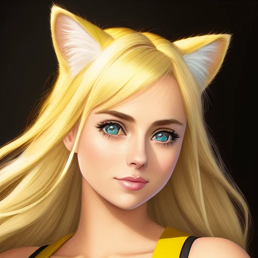 1girl, solo, photograph, photorealism, woman in her 20s, american, yellow hair, blonde hair, bronze hair, light hair, blonde, cat_ears, animal_ears, blonde hair, incredibly detailed beauty, Natalie Dyer, Elizabeth Teeter, Scarlet Johanson, looking_at_camera, highly detailed, ring light, Kodak photograph, photorealistic, AGFA Colors, rim lighting,
