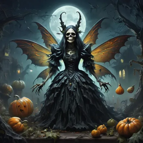 ((realistic,digital art)), (hyper detailed),h4l0w3n5l0w5tyl3DonMD4rk Fairy, Witching Hour, Ghoulish Punch, Ghoulish Glow, Ghostly Apparitions,, <lora:h4l0w3n5l0w5tyl3DonMD4rk-XLv1.1:1>