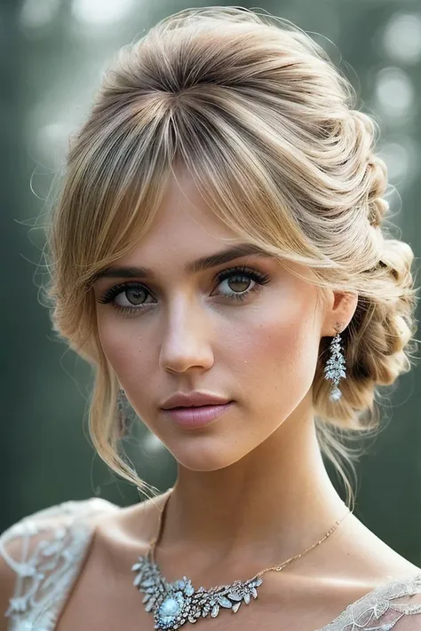 beautiful woman (EPJessica_Alba:.99), (( Messy blonde chignon hairstyle :1.2)), gem jewellery, ((portrait)), (closeup:1.2), ((from the waist up)), ((( Oz: A land of enchantment, where anything is possible :1.3 ))), natural skin texture, (( fog in background :1.2)), 24mm, 4k textures, soft cinematic light, adobe lightroom, photolab, hdr, intricate, elegant, highly detailed, sharp focus, ((((cinematic look)))), soothing tones, insane details, intricate details, hyperdetailed, low contrast, soft cinematic light, exposure blend, hdr, faded, now, ("I've got a bad feeling about this.":1.1)