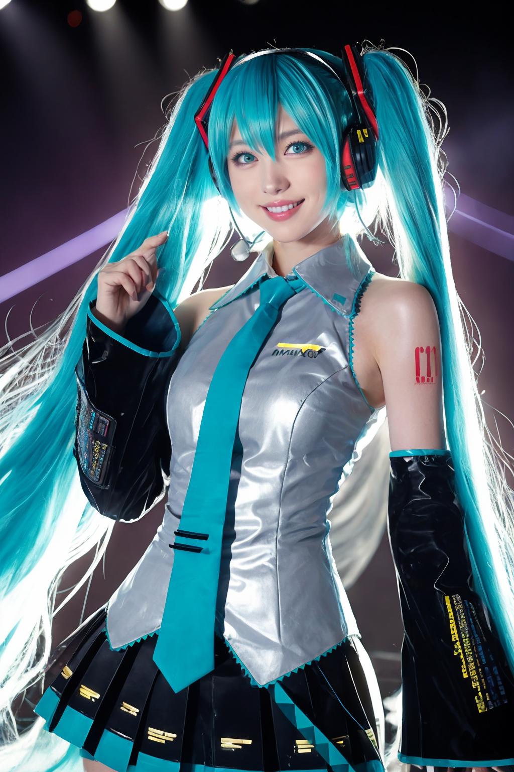 Araffe dressed in a silver and blue outfit with long blue hair - SeaArt AI