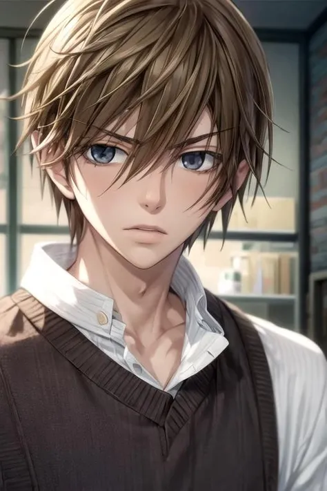 masterpiece, best quality, game cg, 1boy, solo, male focus, looking at viewer, , depth of field, , , <lora:shinobu_takatsuki:0.72>, shinobu_takatsuki, blonde hair, grey eyes, , grimdark, 4k resolution