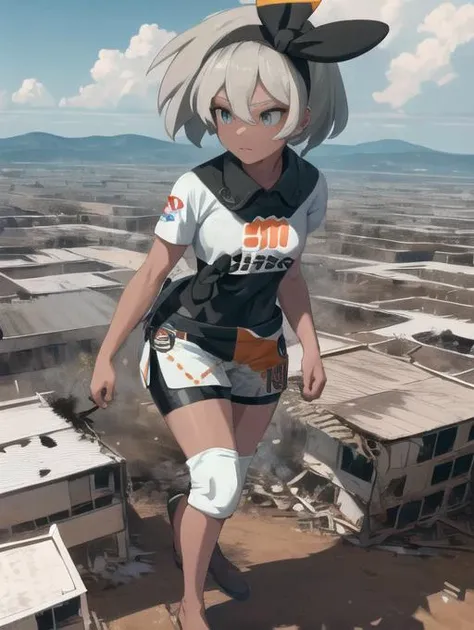 beautiful, masterpiece, best quality, extremely detailed face, perfect lighting, 1girl, solo, grey eyes, <lora:Bea:0.9>,bea \(pokemon\), bodysuit, black bodysuit, print shirt, print shorts, knee pads, clenched fist, masterpiece, ((official art)), (detailed eyes, deep eyes), (1girl:1.33, solo), full body, narrow eyes, symmetrical eyes, symmetrical face, perfect arms, perfect hands, perfect face, perfect legs, perfect feet, <lora:more_details:0.7>, dress covering legs
masterpiece, best quality, <lora:GTS:0.85>, tiny park, tiny trees, tiny people running in fear, huge giantess chasing shrunken people, destruction:1.3, rampage:1.3, debris, rubble, footprints GTS, 1girl, solo, huge giantess walking through a tiny park, huge giantess looming over a tiny park, blue sky, standing:1.5, looking down, outdoors, (gts:1.2), aerial view, from above, landscape, (in distance:1.2), standing, highres, detailed eyes, perfect eyes, beautiful eyes, perfect face, distant view, full body BREAK (16k, highres, high quality, masterpiece, ultra detailed, perfect lighting:1.1), 1girl,
destruction, rampage, huge craters, ravines, cracks in the ground, earthquake, smoke, fire, destroyed city, ruins, rubble, debris, crumbling,