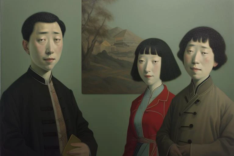 <lora:envybetterhandsLocon_alpha3:1> <lora:JeffreyChongWang:1>, wang, painting of a man and a woman