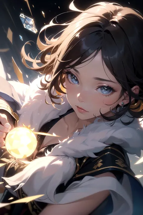(masterpiece), (best quality), 1girl, (grey eyes), ((illustration)), (Fuzzy Wuzzy, Poncho, mino boushi), (Actinium, Cesium, Chlorine, Chromium), (ambient occlusion, Glowing, Shimmering), Atmospheric, Fine Art, Digital Art, (Dynamic Pose, dynamic angle), Energetic, Action-Packed, Unique Style, Highly Textured, Intricate Details, vibrant Colors, (Impressionistic Brushwork, Visual Depth, Depth of Field), Depth of Emotion, ((by Maria Kreyn, by Olafur Eliasson, by RHADS)), (detailed facial feature), absurdres, HDR, ((Transluminant, inuit, iroquois, khoisan)), (Bokeh, Digitally enhanced), Metallic Seaweed, Pomp and Power, ((realism oil painting, sparkling, Matisse, Realistic, Twist, Enchanted, blending))