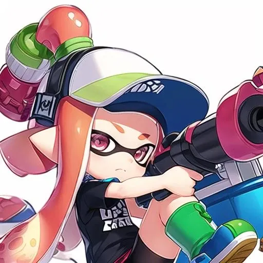 <lora:pszs-011:0.7>,penshezs,1girl,bike shorts,headphones,inkling girl,jewelry,long hair,pointy ears,shirt,solo,weapon,white background,modern city,