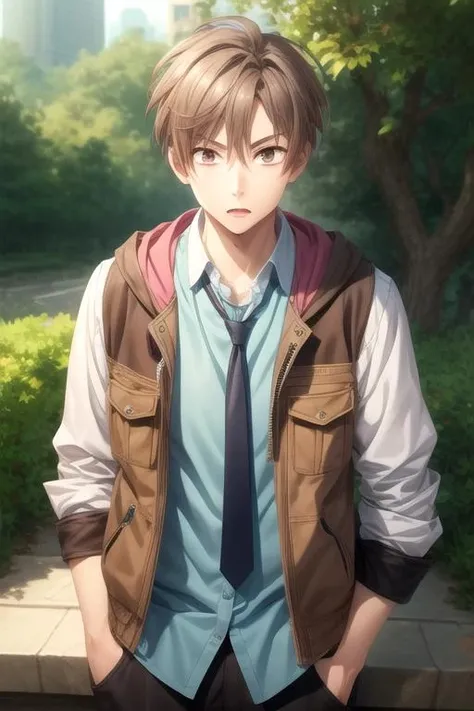 masterpiece, best quality, game cg, 1boy, solo, male focus, looking at viewer, , , <lora:haru_katou:0.68>, haru_katou, brown hair, brown eyes, , ,