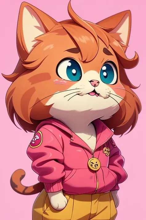 1 anime cat, ( cat face) , (animal cat), cat body, furry, kawaii, vintage anime style, pastel color
