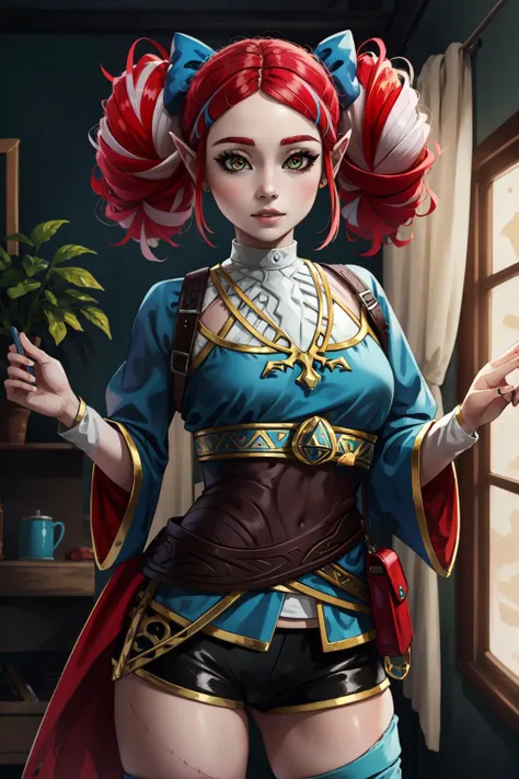 (masterpiece, best quality), intricate details,
1girl, solo, <lora:Ollie:0.8> Ollie, multicolored hair, multicolored eyes, zombie_skin, twintails,
<lora:zelda_botw_outfit:0.8> zelda botw outfit,