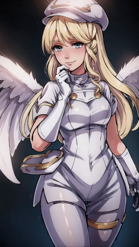 <lora:Aether_Foundation_Employee_Pokemon:0.6> Aether Foundation Employee Pokemon, white cabbie hat, black hair, white uniform, white pantyhose, white gloves, solo, smiling, BREAK, <lora:Leanne - Fire Emblem Path of Radiance Radiant Dawn:0.8> leanne, 1girl, blonde hair, long hair, wings, sidelocks, BREAK,, masterpiece, best quality, extremely detailed, highly quality, 4k, sharp focus, professional, sharp focus, award winning, cinematic lighting, octane render, unreal engine, volumetrics dtx, Wallpaper,