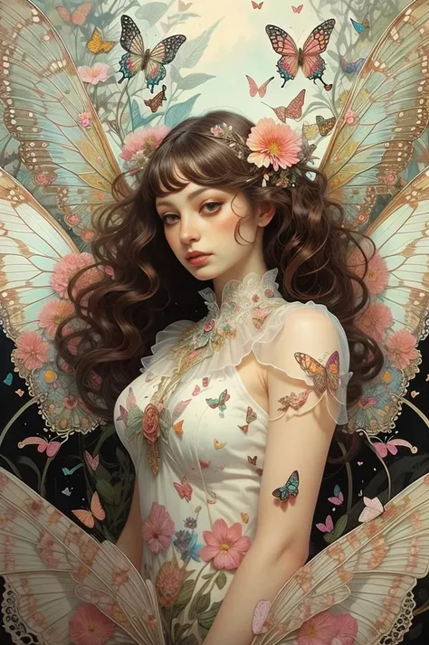 cute fairy, wings, flowers in background, intricate details, colorful, butterflies <lora:AnzhcDreamwave v3_1 watermark fix:1> anzhcdreamwave, aesthetic